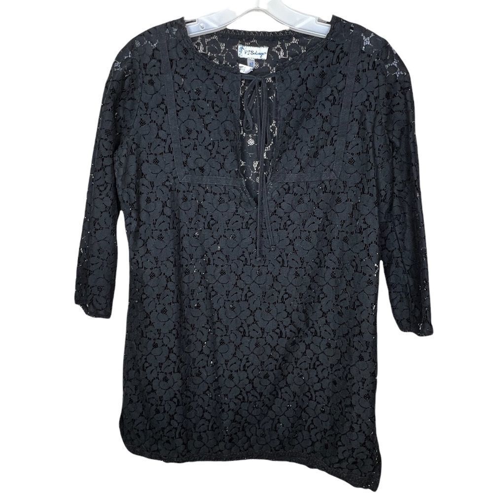 PJ Salvage Black Lace Top